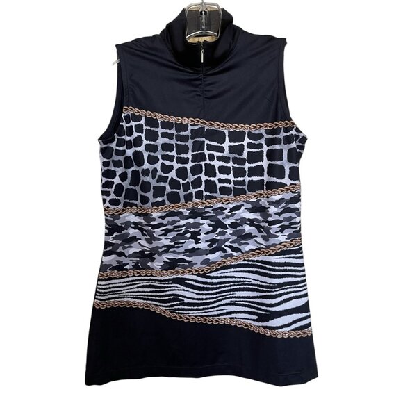 Camo Tops - EP Golf Tank Top 1/4 Zip Womens‎ Size XS Black Camo Leopard Zebra